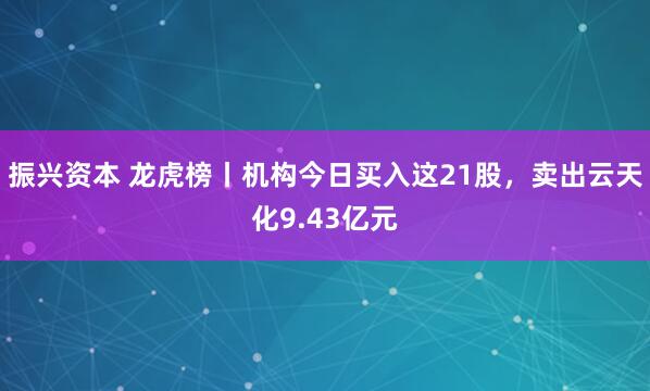 振兴资本 龙虎榜丨机构今日买入这21股，卖出云天化9.43亿元