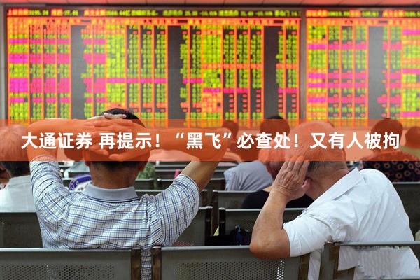 大通证券 再提示！“黑飞”必查处！又有人被拘