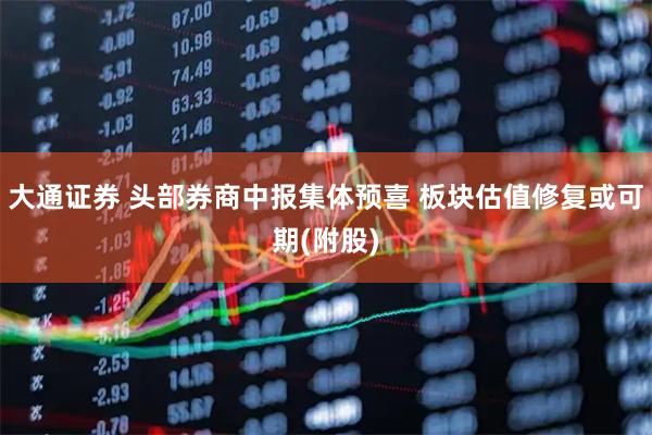 大通证券 头部券商中报集体预喜 板块估值修复或可期(附股)