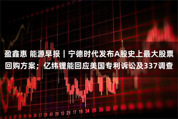 盈鑫惠 能源早报|宁德时代发布A股史上最大股票回购方案;亿纬锂能回应美国专利诉讼及337调查
